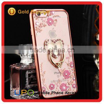 [UPO] New Design 2 in 1 Clear Electroplated TPU Shockproof Diamond Ring Holder Phone Case for IPhone 6s photo-4