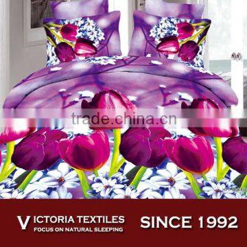 purple flower pattern reactive printed micro bed in bag sets full bed sets