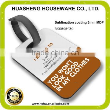 free sublimation hardboard Luggage Tag samples supply