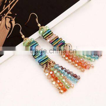 Glass Crystal With High Quality Small Beads Tassel Earring Sets photo-2