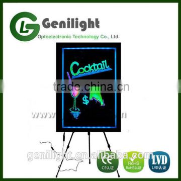 2016 Adjustable Height Neon Illuminated LED Writing Board Menu Sign with Tripod Stand