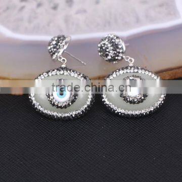 Glowing in the Dark Luminous Stone Stud Earrings, Oval Shape Crystal Zircon Paved Stud Earrings, Charm Gem Stone Earrings photo-4