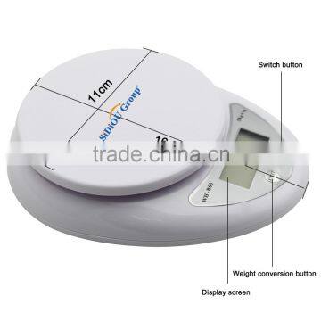 Sidiou Group White 10lb X 0.04oz Mini Digital Electronic Kitchen Scale Diet Food Compact Kitchen Scale 5kg X 1 photo-3