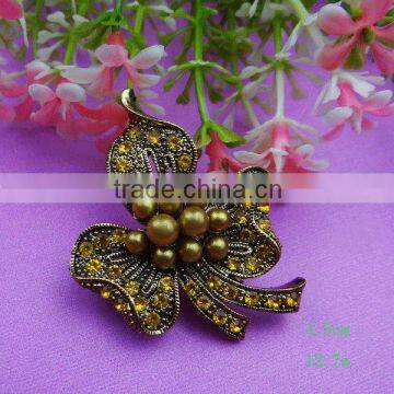 Korean custom pearl flower rhinestone brooch for chair sash decorative