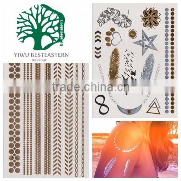 New design Non-toxic Temporary Gold Tattoos