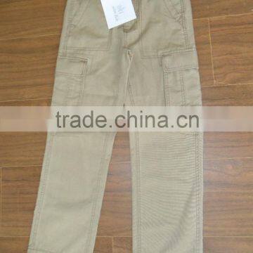 Design 100% cotton canavas stone wash casual boy long khaki /grey cargo pant