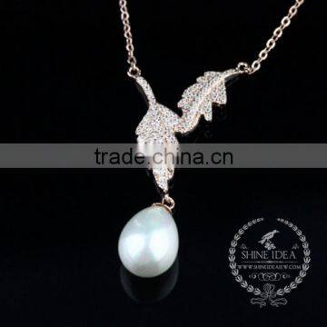 925 Sterling Silver Spring Leaf With Pearl Creative Pendant Necklace Fashion Women Necklace Jewelry 6360461 photo-3