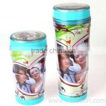 Plastic New Double Walls Couples Outdoor Drinking Cup/Mug DIY