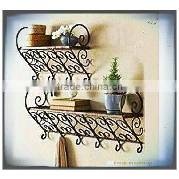 home decor vintage scrollwork set of 2 Muti Purpose Organizer book shelf bathroom rack metal floating wall shelf