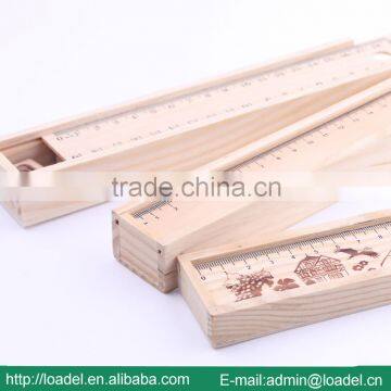 6pcs 7" Natural Ruler Wooden Pencil Case photo-2