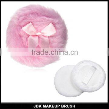 Round Pink Cotton Facial Makeup Tool Satin Velour Powder Puff