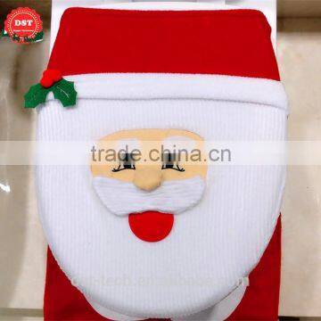 3 Pcs Fancy Santa Christmas Toilet Seat Cover and Rug Bathroom Set photo-5