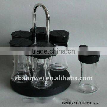 6pcs glass jar for spice with rack