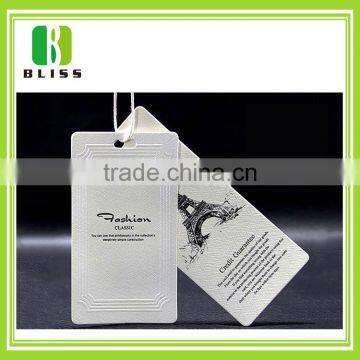 Embossed logo garment printing high quality hang tag price string paper tag