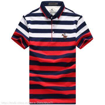 Yixigeluo New Men's Summer Men's Short Sleeved POLO Shirt Business Tide Version of Men's Polo Shirt Striped T-shirt photo-3