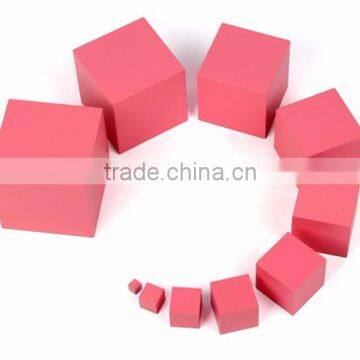 Preschool Kid Toy Wooden Montessori Pink Tower Set Made in China