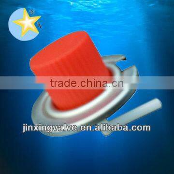 Portable gas cook aerosol valve with red cap