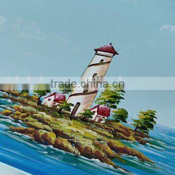 Mediterranean Style Study Desk, Sailing Boat Handpainting Student Desk, Solid Wood Desk With Bookcase (BF01-X1152) photo-6