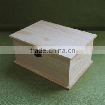 Chinese Stabilized plain wood keepsake box wood hope chest wooden storage memories box with book shape