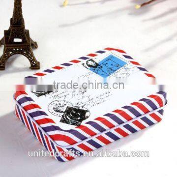 Small Rectangular Tin Storage Jars Jewelry Gift Box Letter Card Case Holder Deco