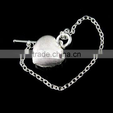 Glowing Bracelet Silver Glow in Dark Heart Pendant Luminous Bracelet photo-2