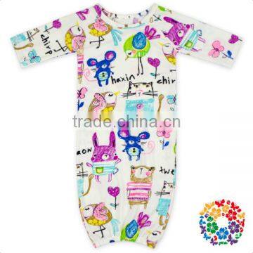 Long Sleeves Infant Toddle Baby Beige Sleeper Gowns photo-6