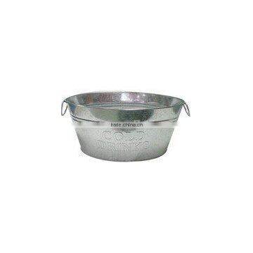 Large Galvanized Metal Oval Party Tubs Ice Bucket With Wood Handles photo-2
