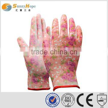 13 gauge Pattern dipped pu palm nylon gloves