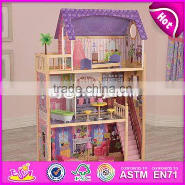 New design children luxurious and attractive toys gifts wooden modern dollhouse W06A223