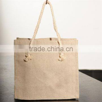 Fashion Shopping Nature Jute Tote Bag With Round Handle photo-2