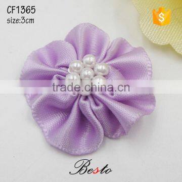 Newborn baby lavender fabric beaded flower for headband