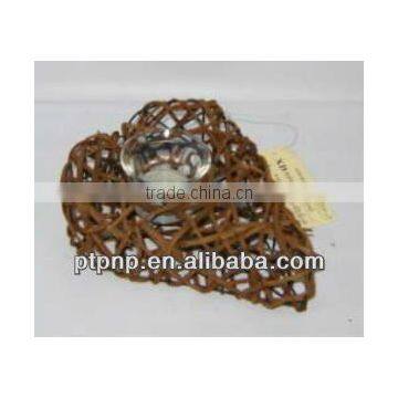 novelty heart rattan weaven with glass candle holder