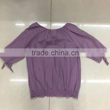 Women 100%cotton Middle Sleeve Purple T-shirt Garment Stock Lot photo-6