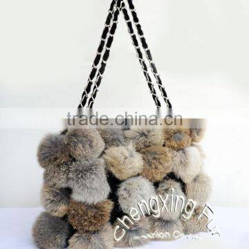 CX-H-11A Fashionable Ladies Genuine Rabbit Fur Lady Fashion Handbag photo-6