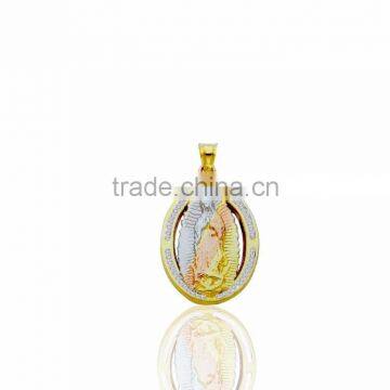 Three tone plated Blessed Mother Mary Pendant