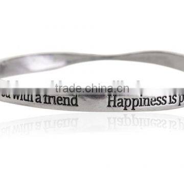 Online wholesale metal bangle twisting bangle custom engrave saying equilibrium bracelet bangle