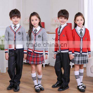 2017 Latest fashion V-Neck long sleeves school uniform