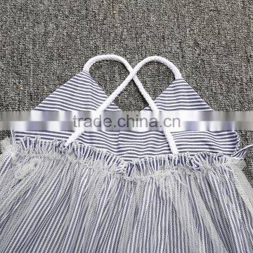 Lace Stripe Summer New Model Girl Latest Kids Party Dresses photo-6