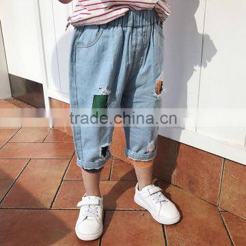 S16961A 2017 Children Cotton Denim Trousers Kids Solid Pants photo-2