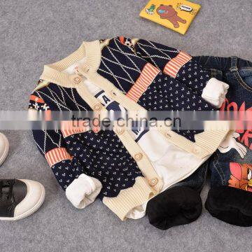 S15308A Fashion Hooded Designs Winter Cardigan Baby Boy Sweater photo-4