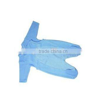 Sky blue long-sleeved round collar baby velour romper