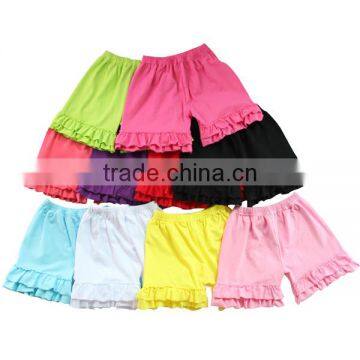 Many Colors to Choose 100% Cotton Material and Knitted Type Baby Girls Icing Short Ruffle Shorts photo-2