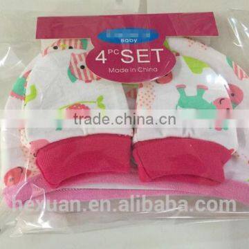 OEM or Stocked ,4pcs/set Newborn Baby Double Hat, 2 Pieces + Protective Gloves, 2 Pairs of Cotton, 4 Pcs Each Set photo-6