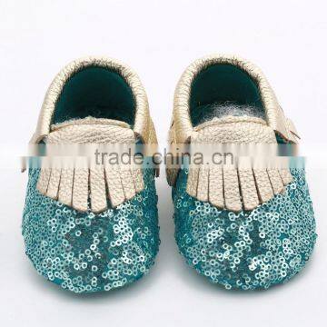 Multicolor Sequin Fringed Leather Baby Moccasins, Sequin Baby Moccasin photo-6
