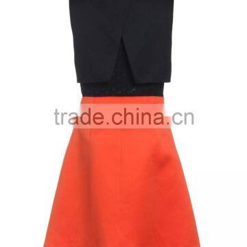 2016 Popular Style Black and Orange Contrast Color Sleeveless Skinny Dress photo-2