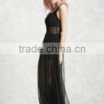 New Arrival OEM Fashion Summer Lace Chffion Strapped Sexy Black Dress Women Casual photo-3