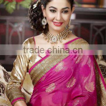Fascinating Sandal & Black Color Combination Black Bordered Blooming Bliss Designer Sarees Collections photo-6
