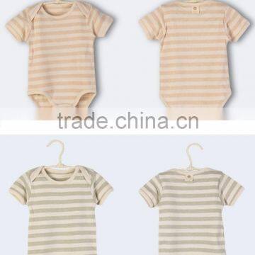 Wholesale 100% Organic Cotton Baby Romper Solid Strip Pattern Baby Newborn Bodysuit photo-6