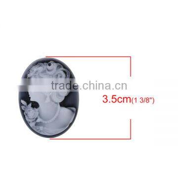 Wholesale Oval Black & White Woman Pattern Resin Cameo Embellishments photo-2