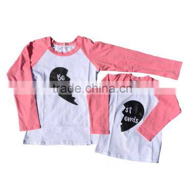 Wholesale children's mommy and me raglan shirts sets baby girl custom cotton long sleeve shirts